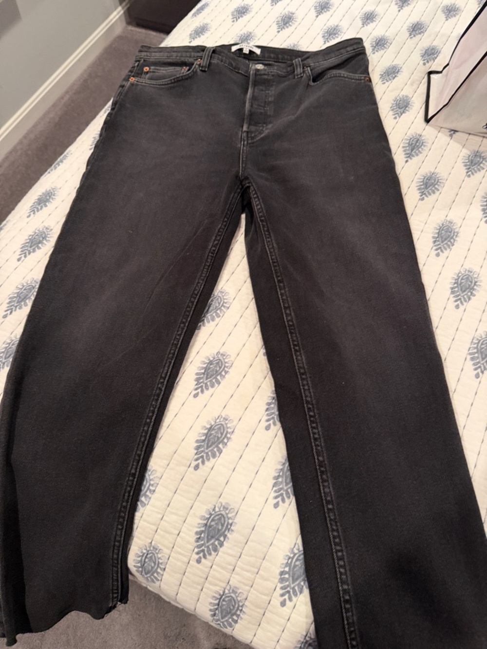 Re/Done Womens Black Slim Straight Jeans